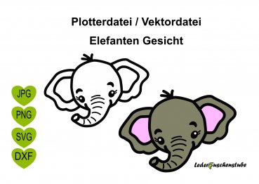 Plotterdatei Vektordatei Elefant Gesicht